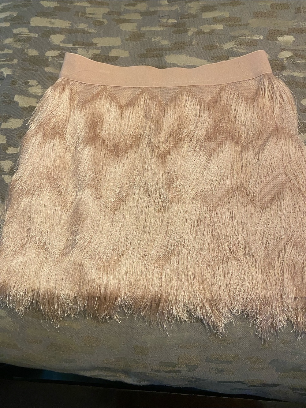 BCBGMaxAzria Pink Fringe Mini Skirt